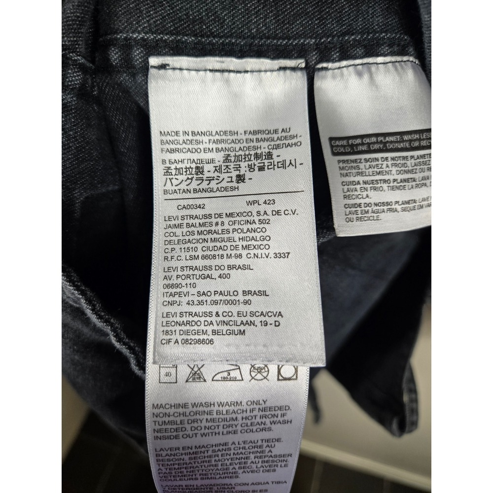 Levis Mens Hooded Denim Parka Jacket Faded Black Cotton Utility Coat Large - Picture 14 of 16